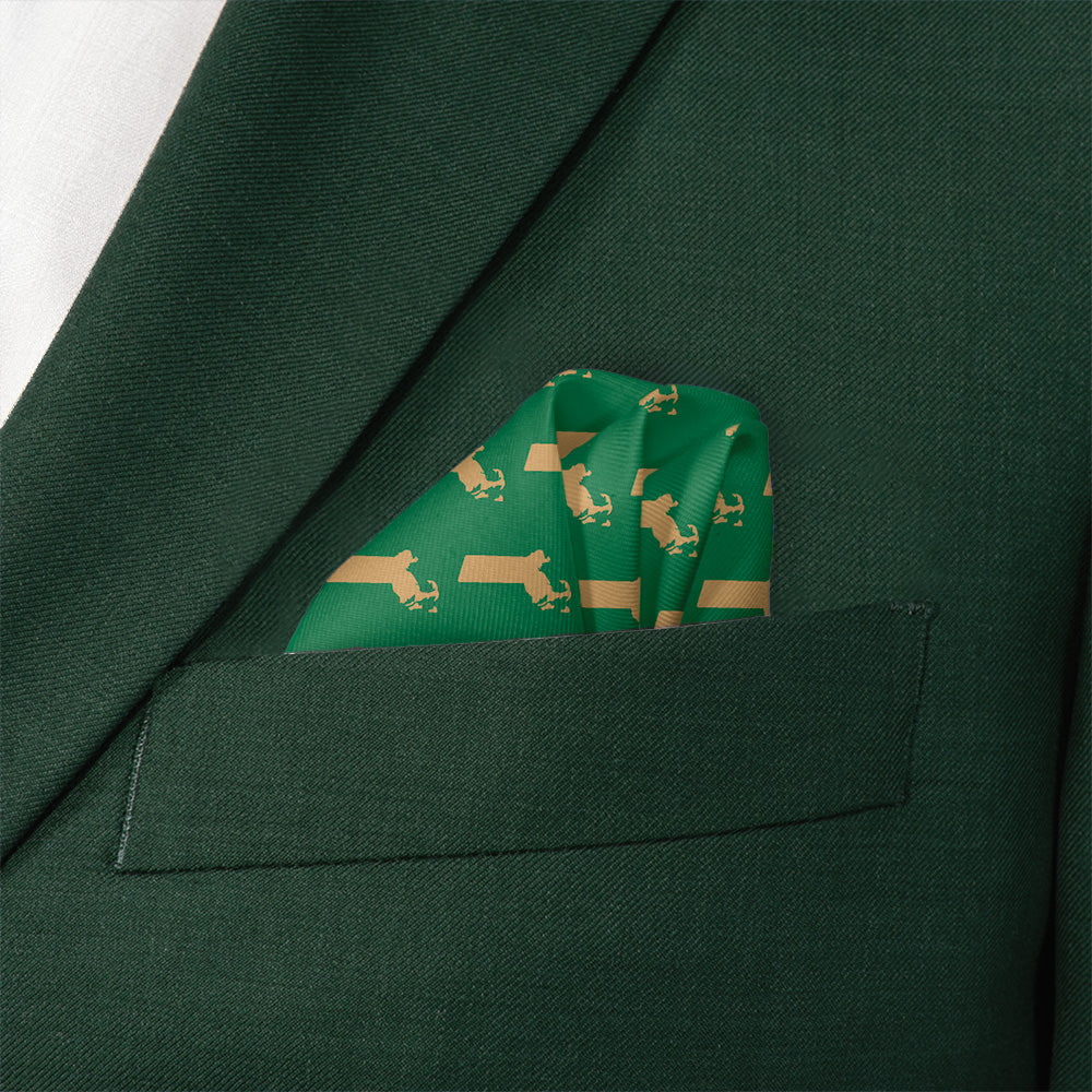 Massachusetts State Outline Pocket Square - Wave Fold - Knotty Tie Co.