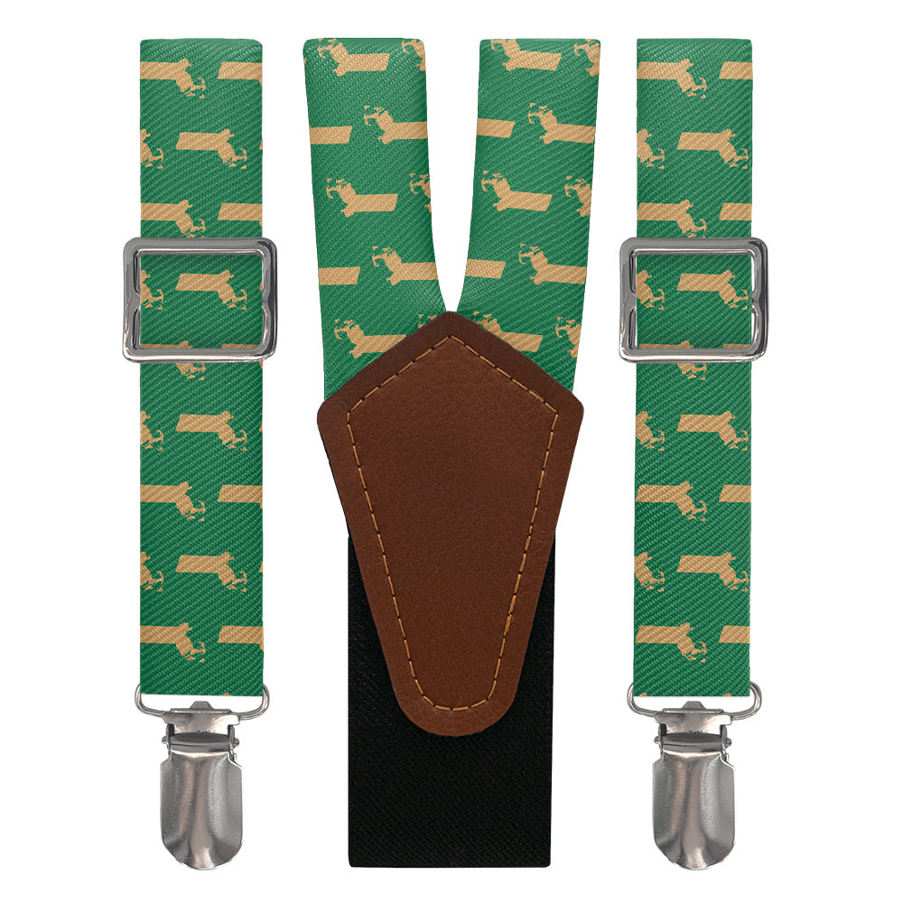 Massachusetts State Outline Suspenders - Main View - Knotty Tie Co.