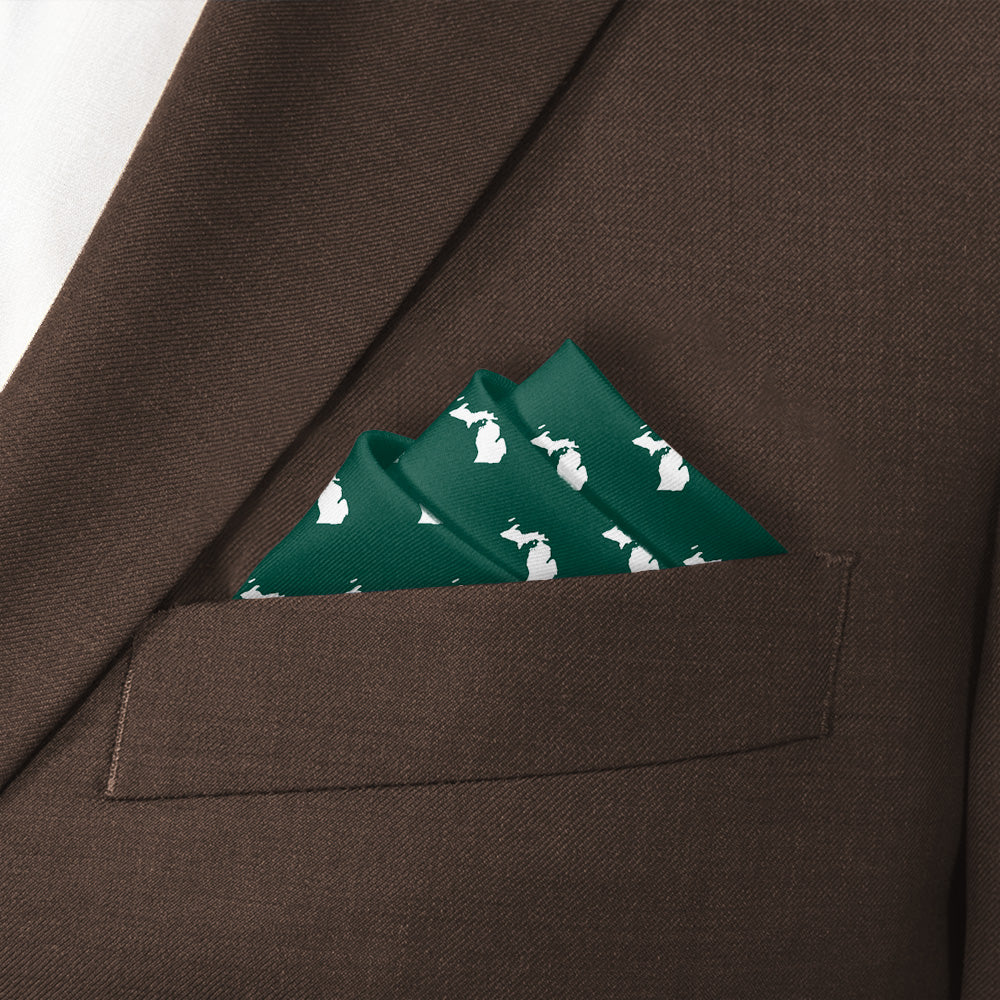 Michigan State Outline Pocket Square - Stairs Fold - Knotty Tie Co.