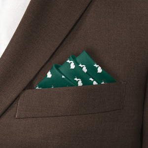 Michigan State Outline Pocket Square - Stairs Fold - Knotty Tie Co.