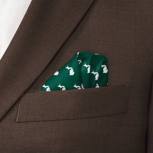 Michigan State Outline Pocket Square - Wave Fold - Knotty Tie Co.