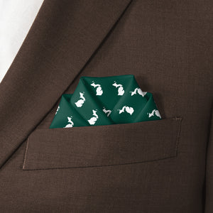 Michigan State Outline Pocket Square - Scalloped Fold - Knotty Tie Co.