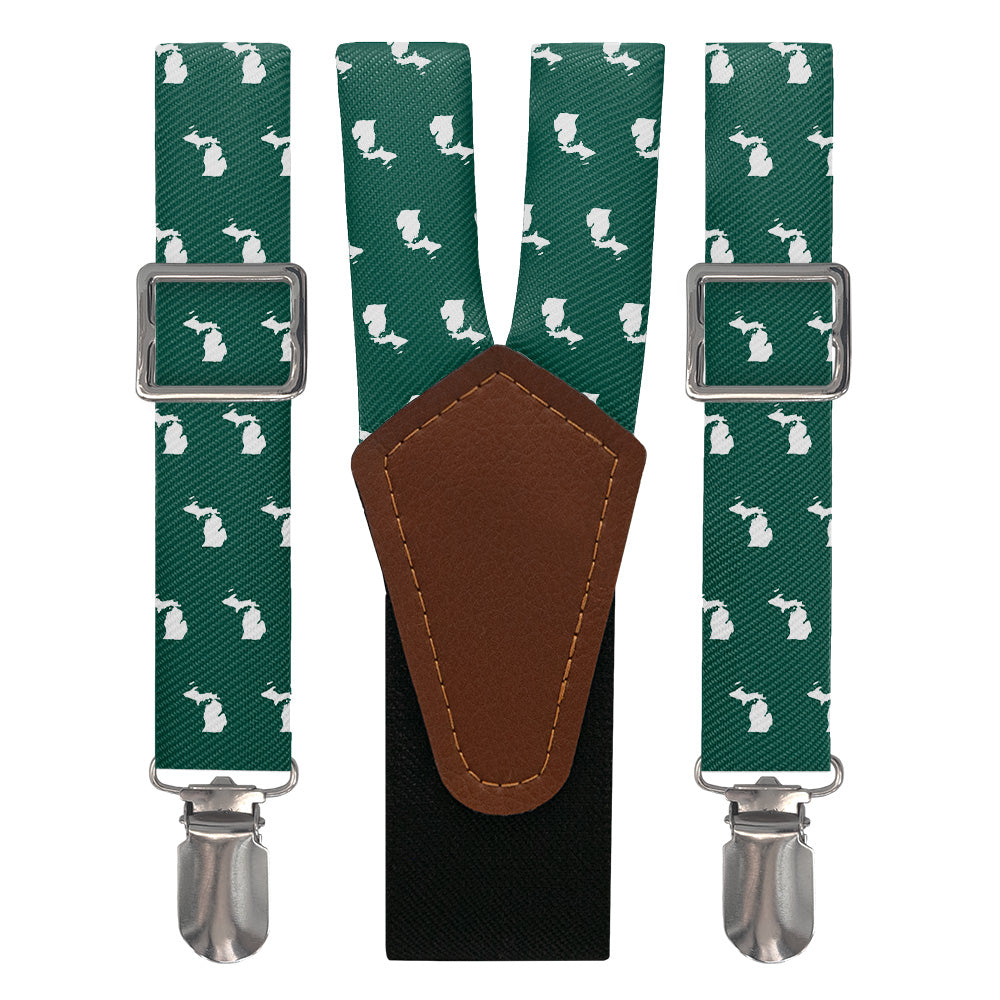 Michigan State Outline Suspenders - Main View - Knotty Tie Co.