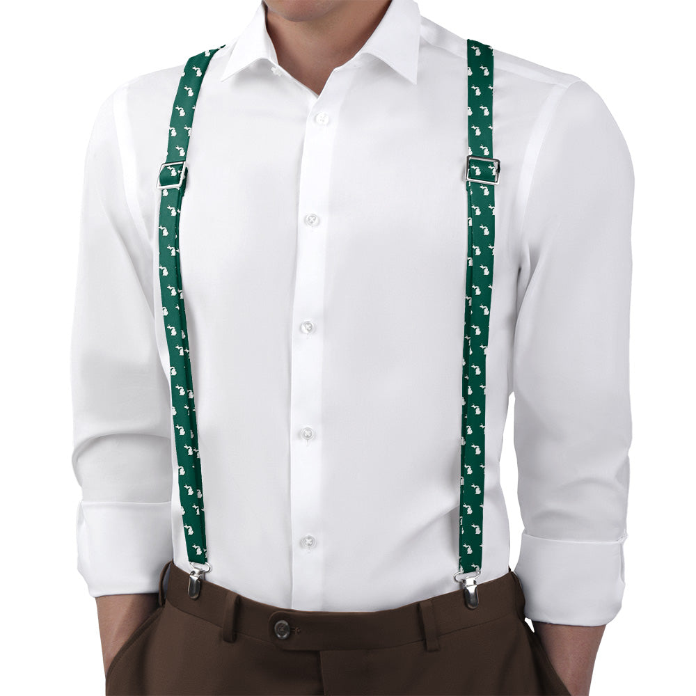 Michigan State Outline Suspenders - On Model Back View - Knotty Tie Co.