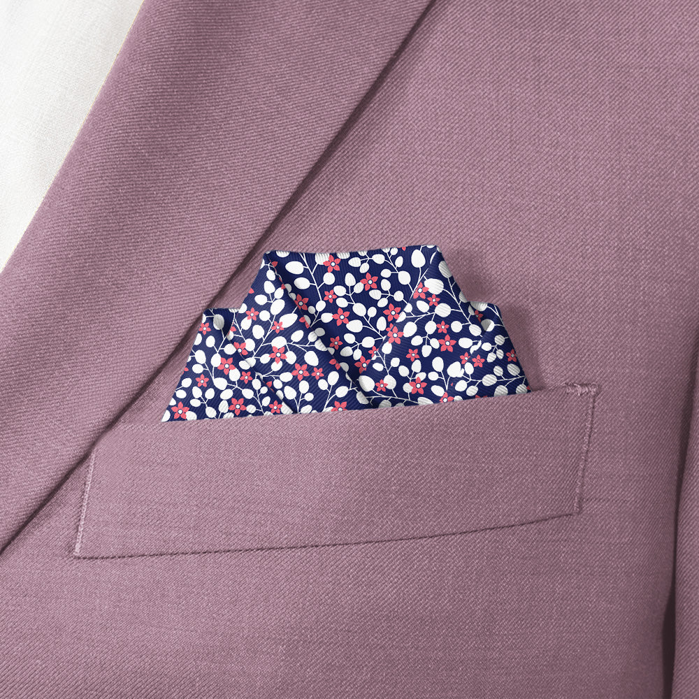 Micro Floral Pocket Square - Scalloped Fold - Knotty Tie Co.