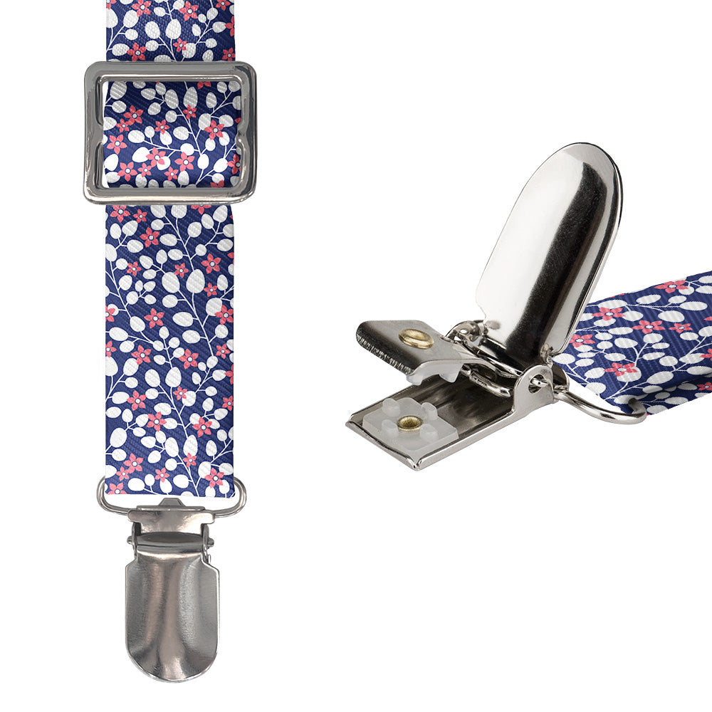 Micro Floral Suspenders - Hardware and Strap - Knotty Tie Co.