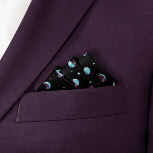 Mini Moons Space Pocket Square - Stairs Fold - Knotty Tie Co.