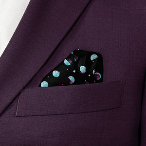 Mini Moons Space Pocket Square - Wave Fold - Knotty Tie Co.