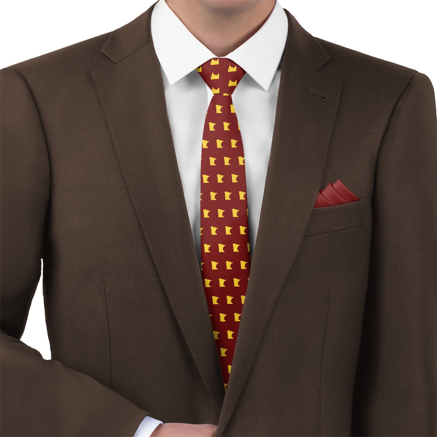 Minnesota State Outline Necktie - Matching Pocket Square - Knotty Tie Co.