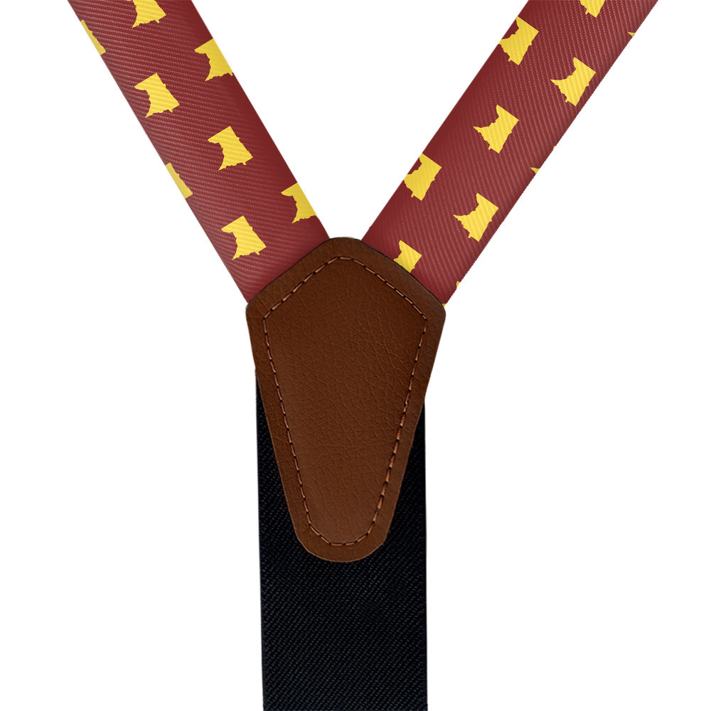 Minnesota State Outline Suspenders - Vegan Leather Y-Back - Knotty Tie Co.