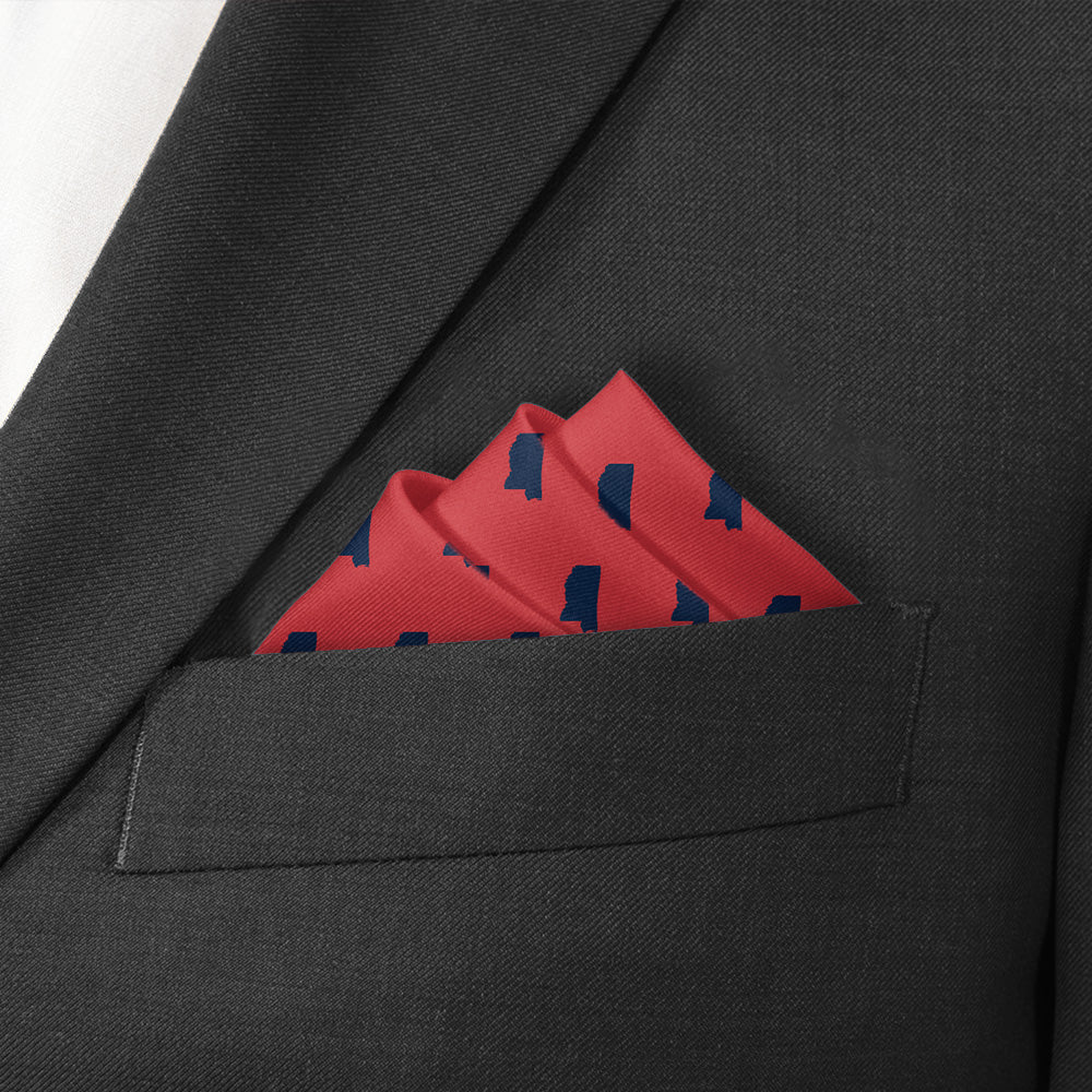 Mississippi State Outline Pocket Square - Stairs Fold - Knotty Tie Co.