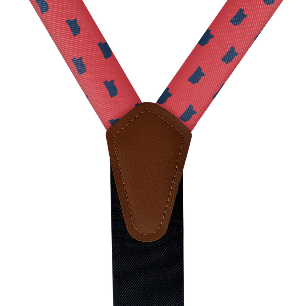 Mississippi State Outline Suspenders - Vegan Leather Y-Back - Knotty Tie Co.