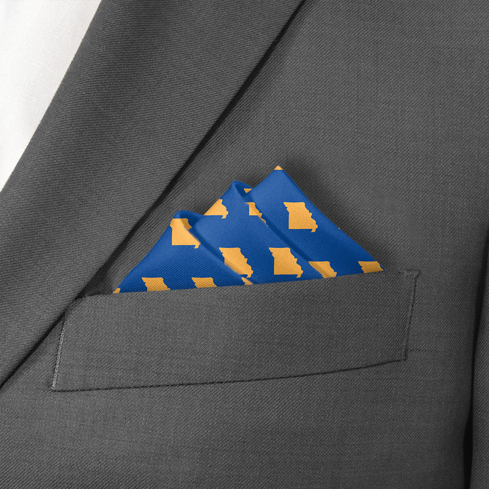 Missouri State Outline Pocket Square - Stairs Fold - Knotty Tie Co.