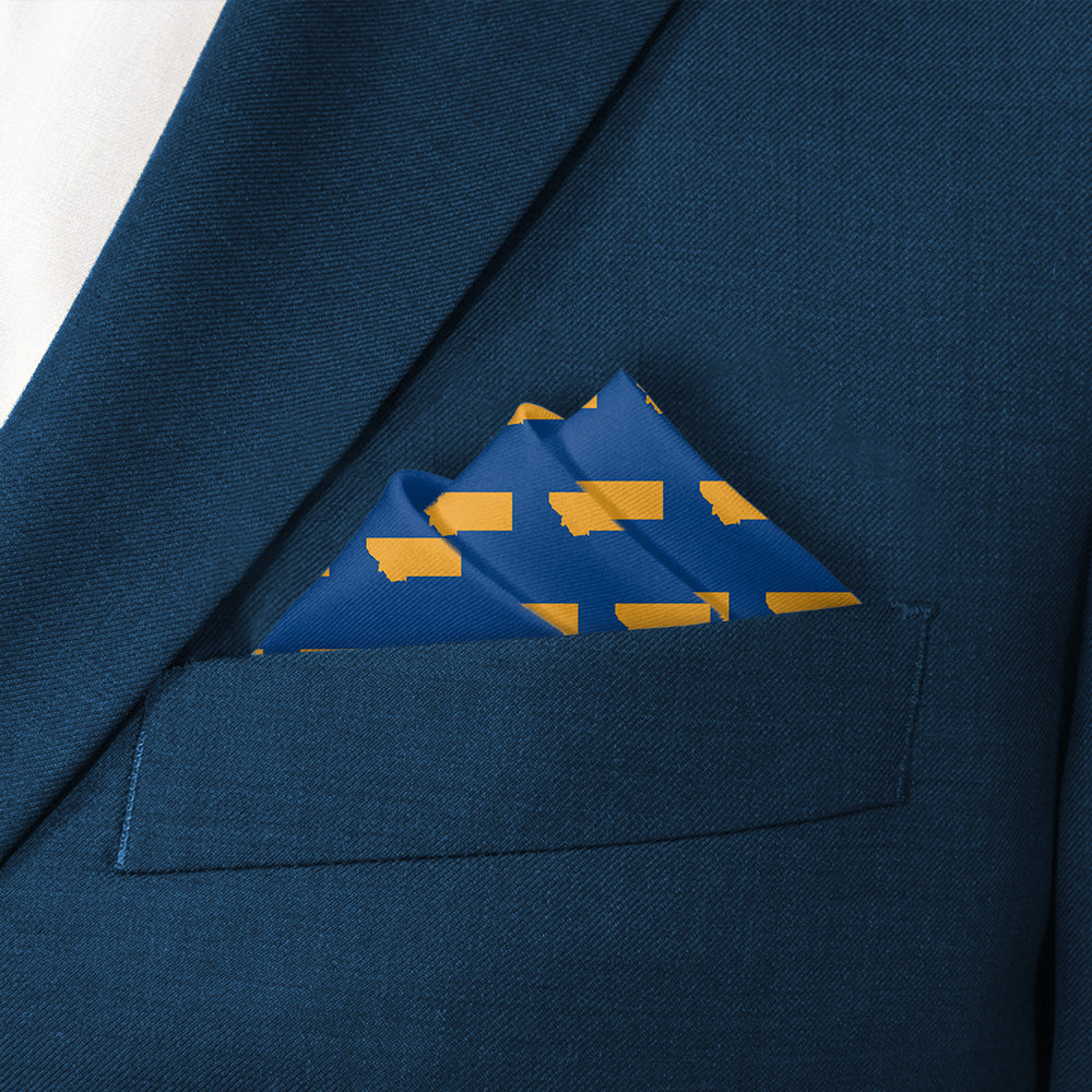 Montana State Outline Pocket Square - Stairs Fold - Knotty Tie Co.