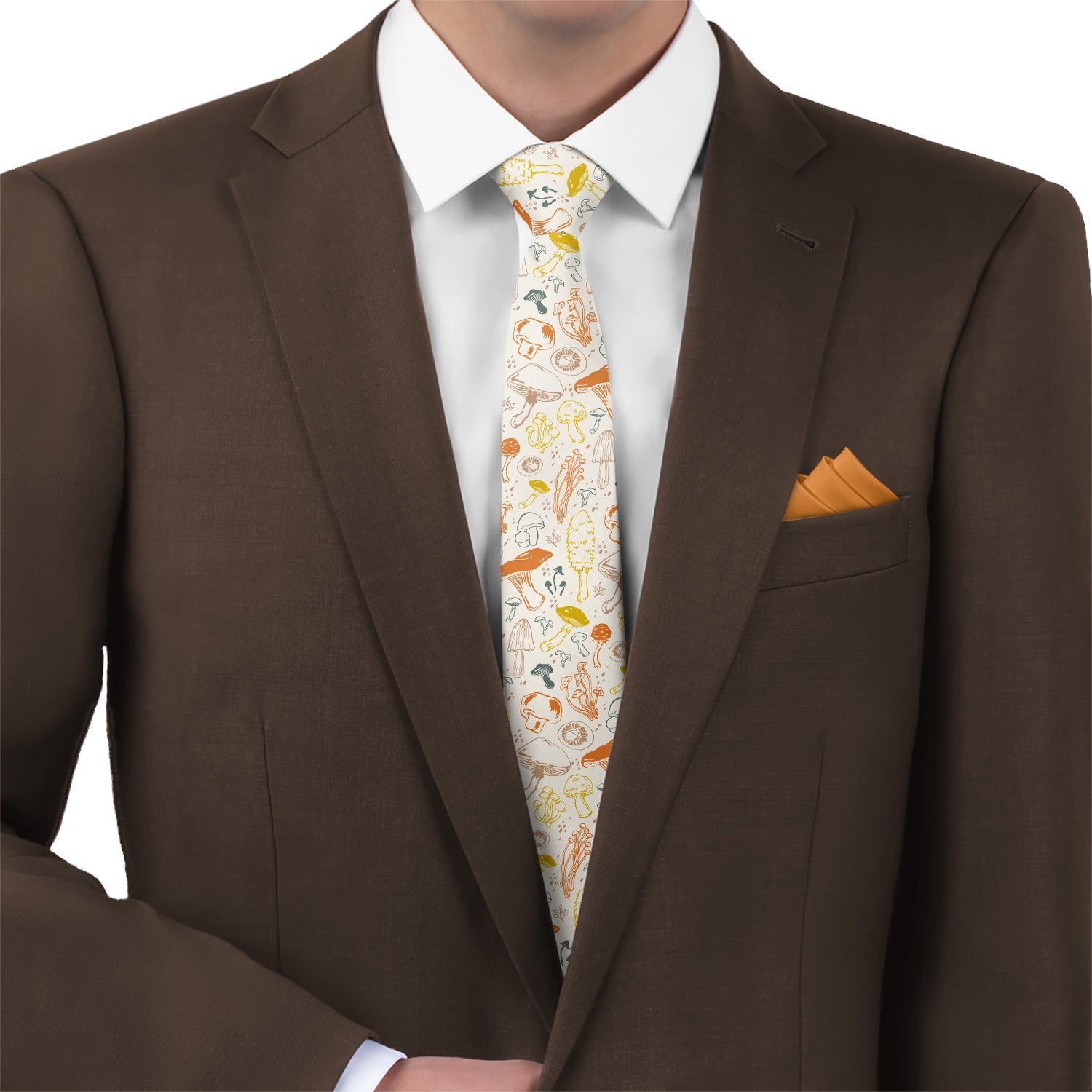 Mushrooms Necktie - Matching Pocket Square - Knotty Tie Co.