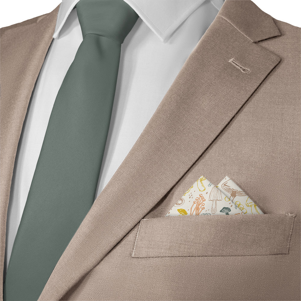 Mushrooms Pocket Square - Matching Necktie- Knotty Tie Co.