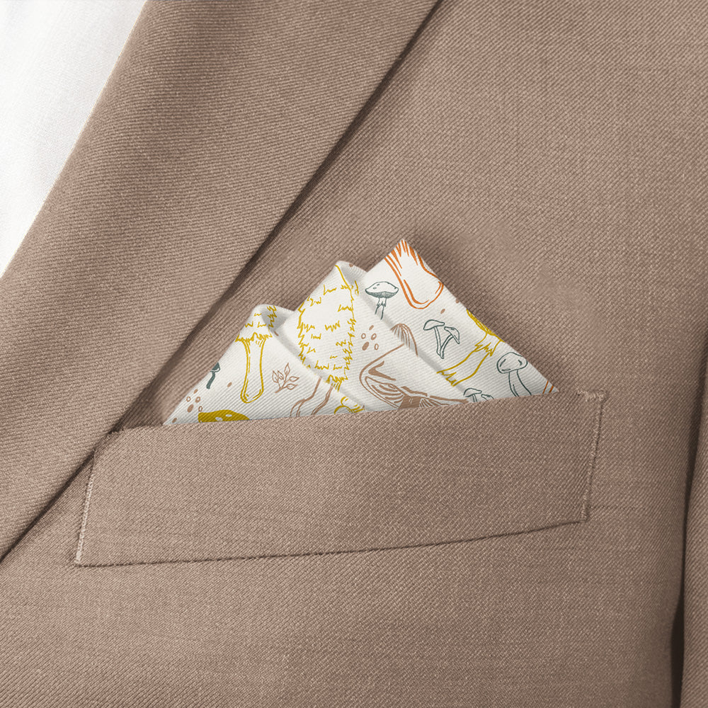 Mushrooms Pocket Square - Stairs Fold - Knotty Tie Co.