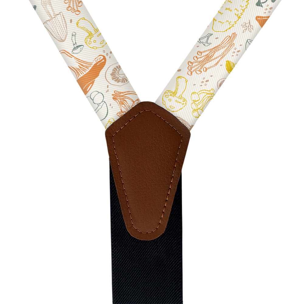 Mushrooms Suspenders - Vegan Leather Y-Back - Knotty Tie Co.