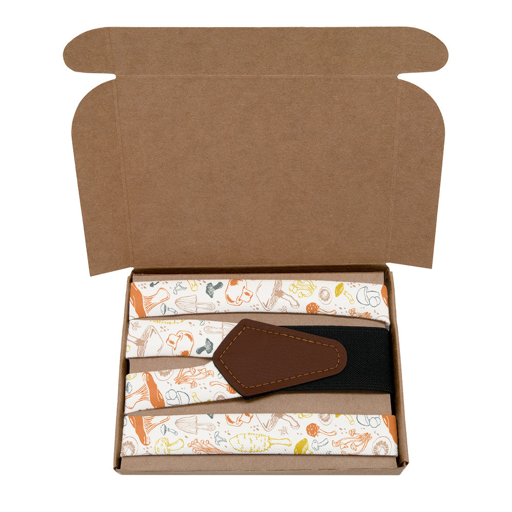 Mushrooms Suspenders - Kraft Gift Box Packaging - Knotty Tie Co.