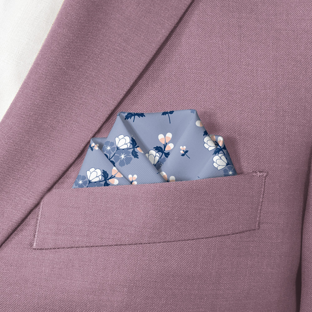 Nani Floral Pocket Square - Scalloped Fold - Knotty Tie Co.