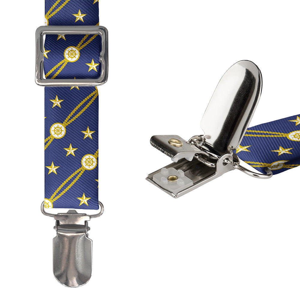 Nautical Stripe Suspenders - Hardware and Strap - Knotty Tie Co.