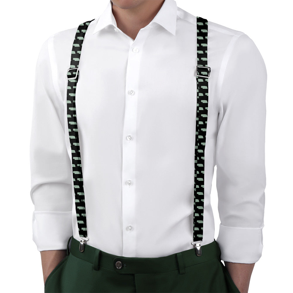 Nebraska State Outline Suspenders - Main View - Knotty Tie Co.