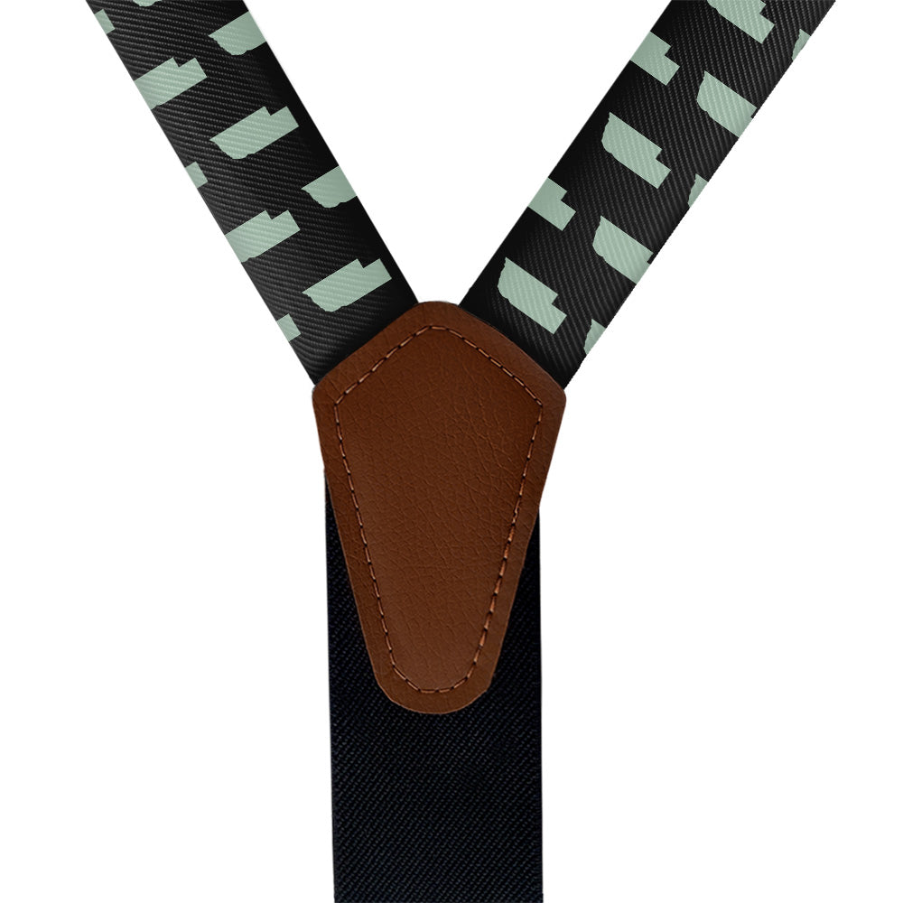 Nebraska State Outline Suspenders - Vegan Leather Y-Back - Knotty Tie Co.