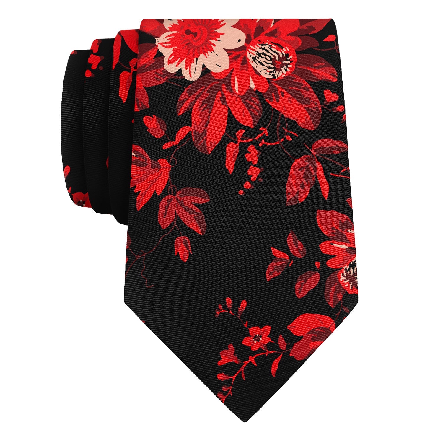 Noir Floral Necktie - Rolled - Knotty Tie Co.