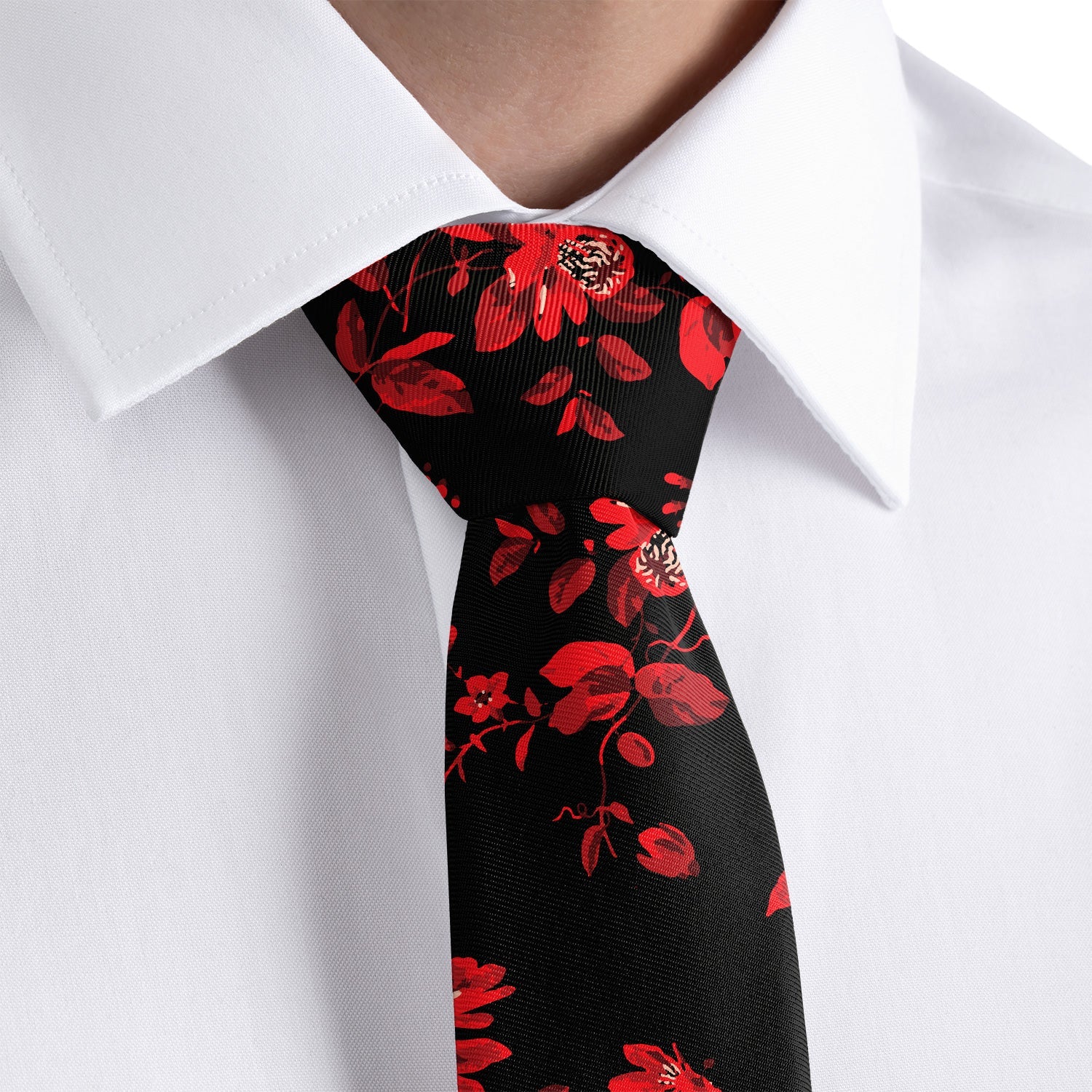 Noir Floral Necktie - Rolled - Knotty Tie Co.