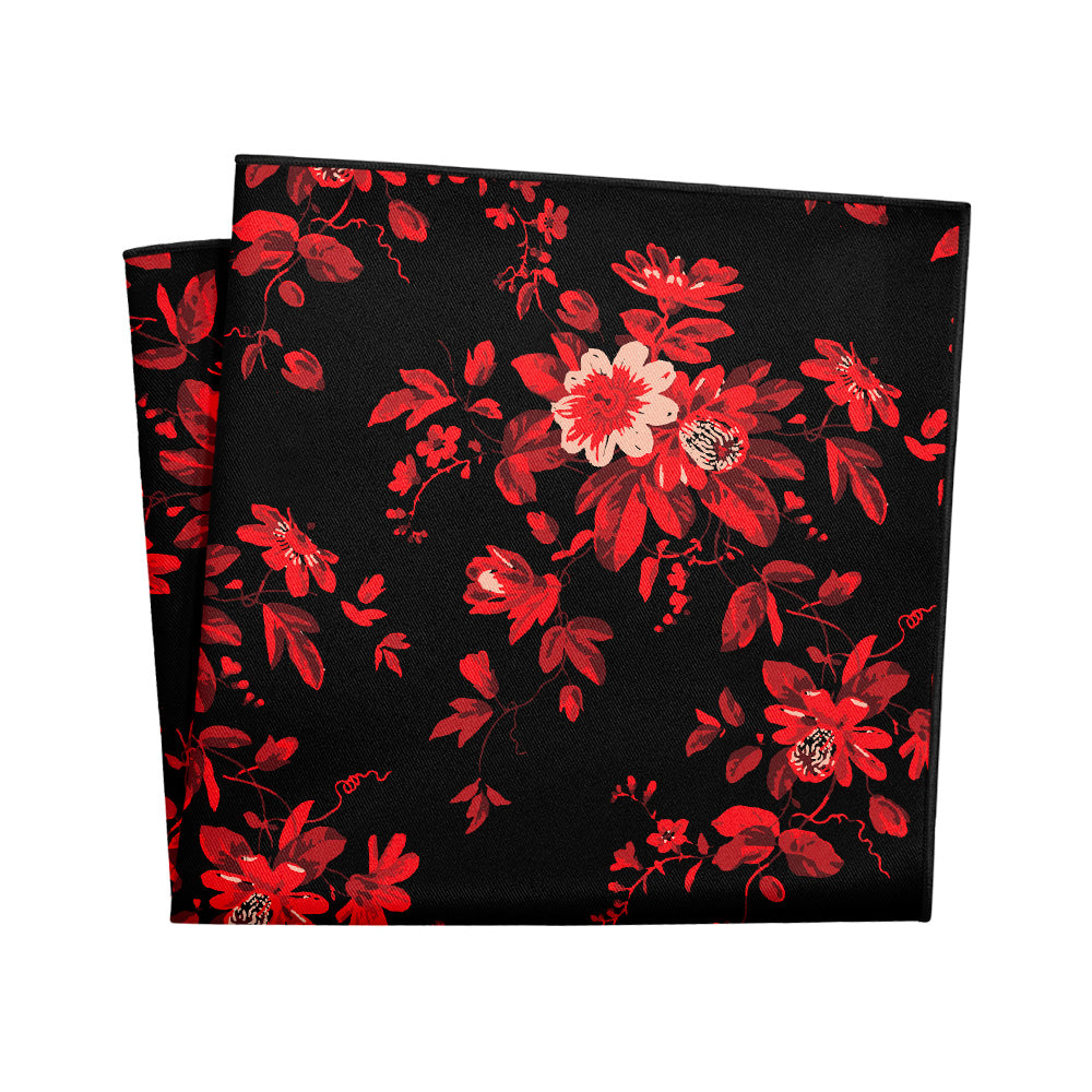 Noir Floral Pocket Square - 12" Square - Knotty Tie Co.