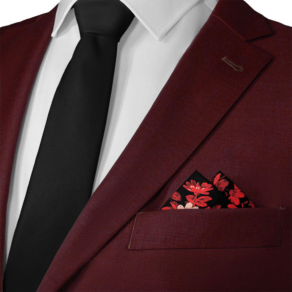 Noir Floral Pocket Square - 12" Square - Knotty Tie Co.