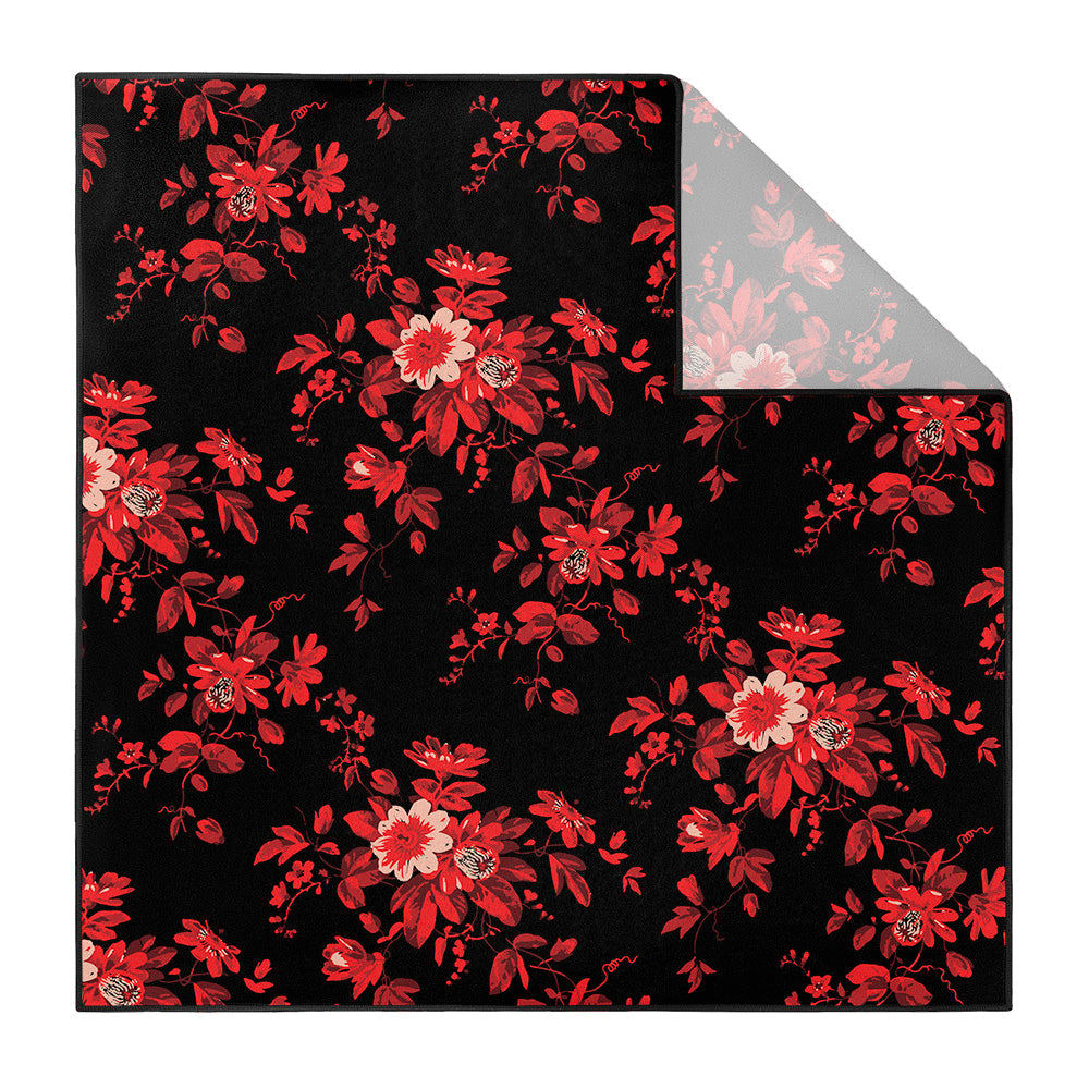 Noir Floral Pocket Square - Printed - Knotty Tie Co.