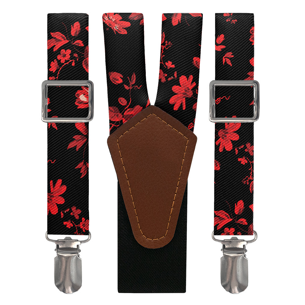 Noir Floral Suspenders - Main View - Knotty Tie Co.