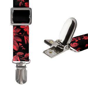 Noir Floral Suspenders - Hardware and Strap - Knotty Tie Co.