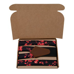 Noir Floral Suspenders - Kraft Gift Box Packaging - Knotty Tie Co.