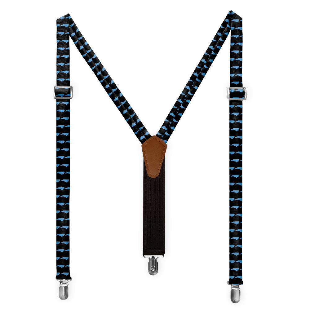 North Carolina State Outline Suspenders - Full Front View - Knotty Tie Co.