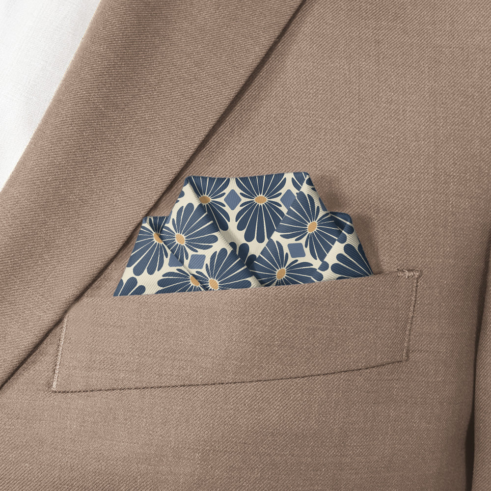 Nouveau Floral Pocket Square - Scalloped Fold - Knotty Tie Co.