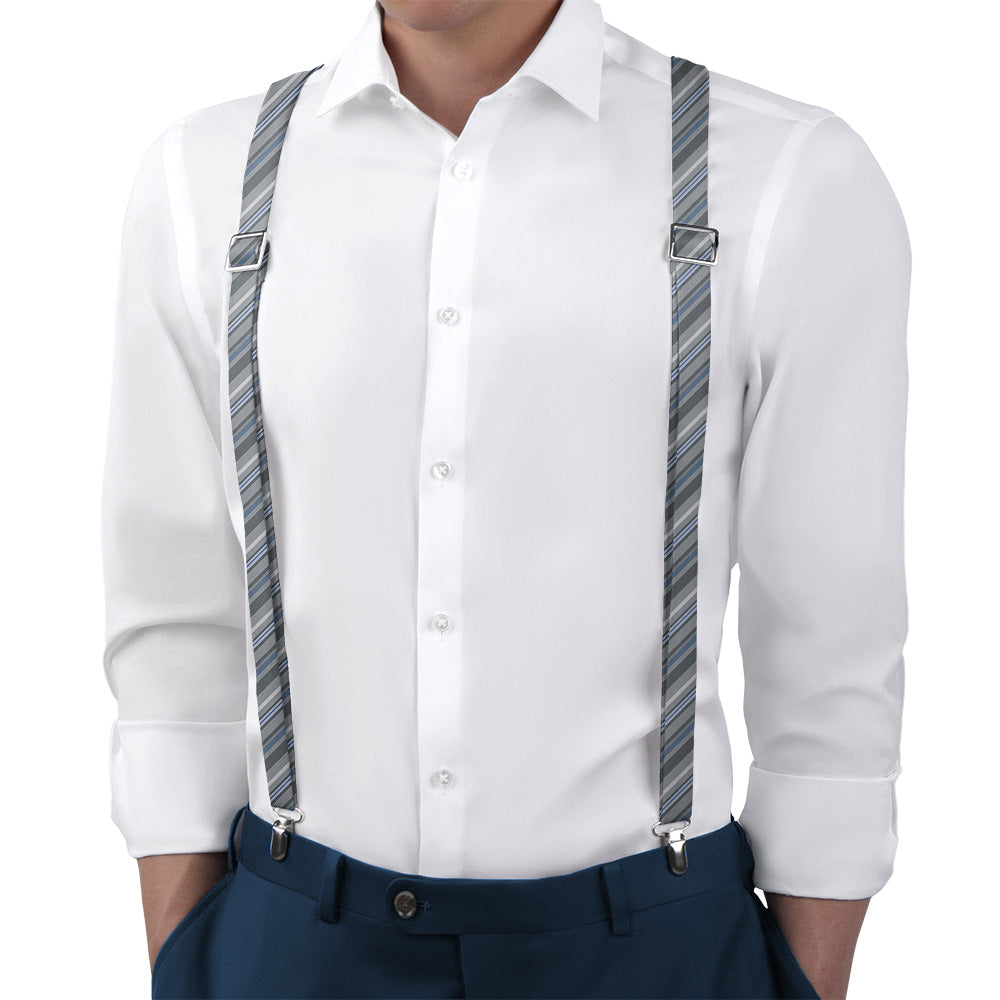 Ogden Stripe Suspenders - On Model Back View - Knotty Tie Co.