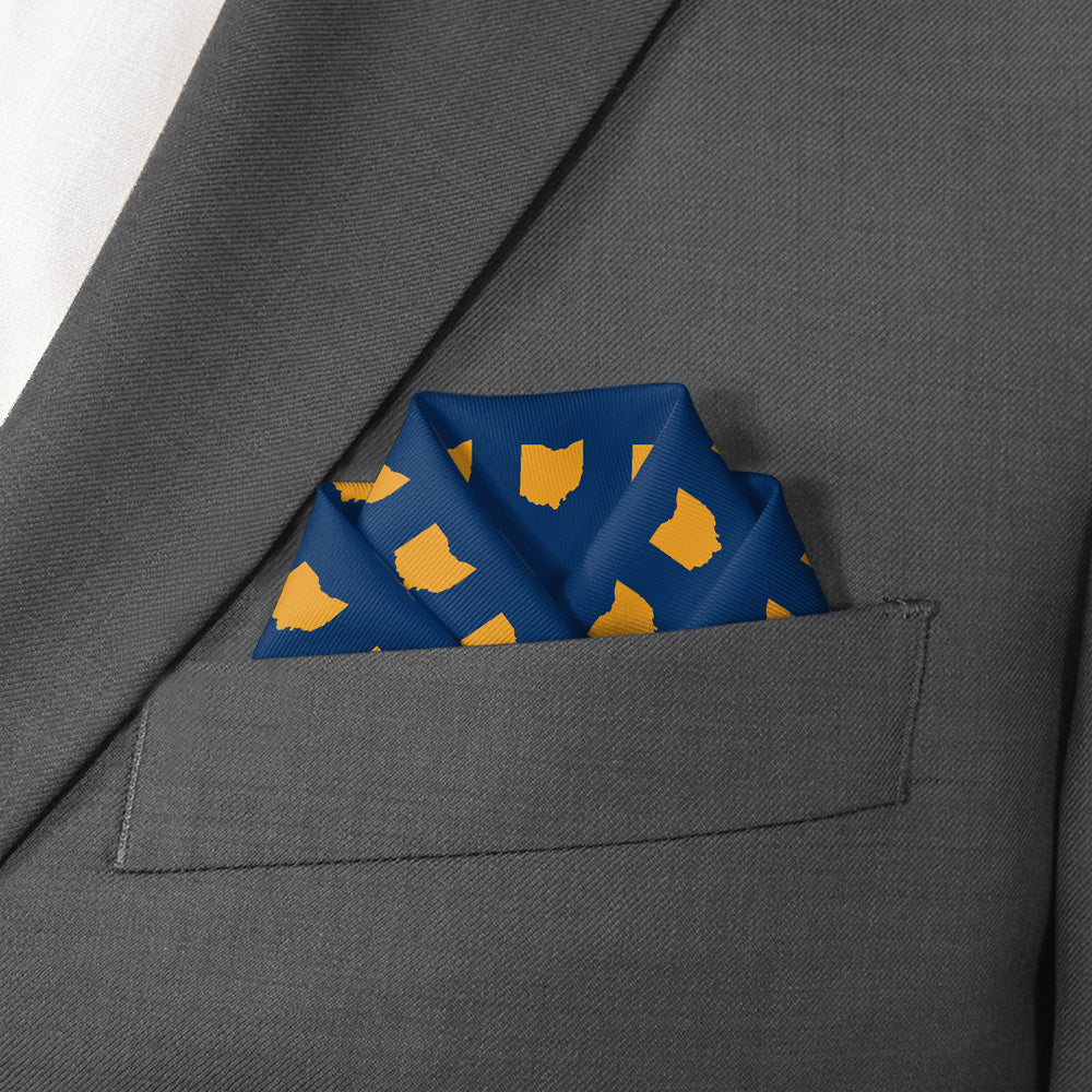 Ohio State Outline Pocket Square - Scalloped Fold - Knotty Tie Co.