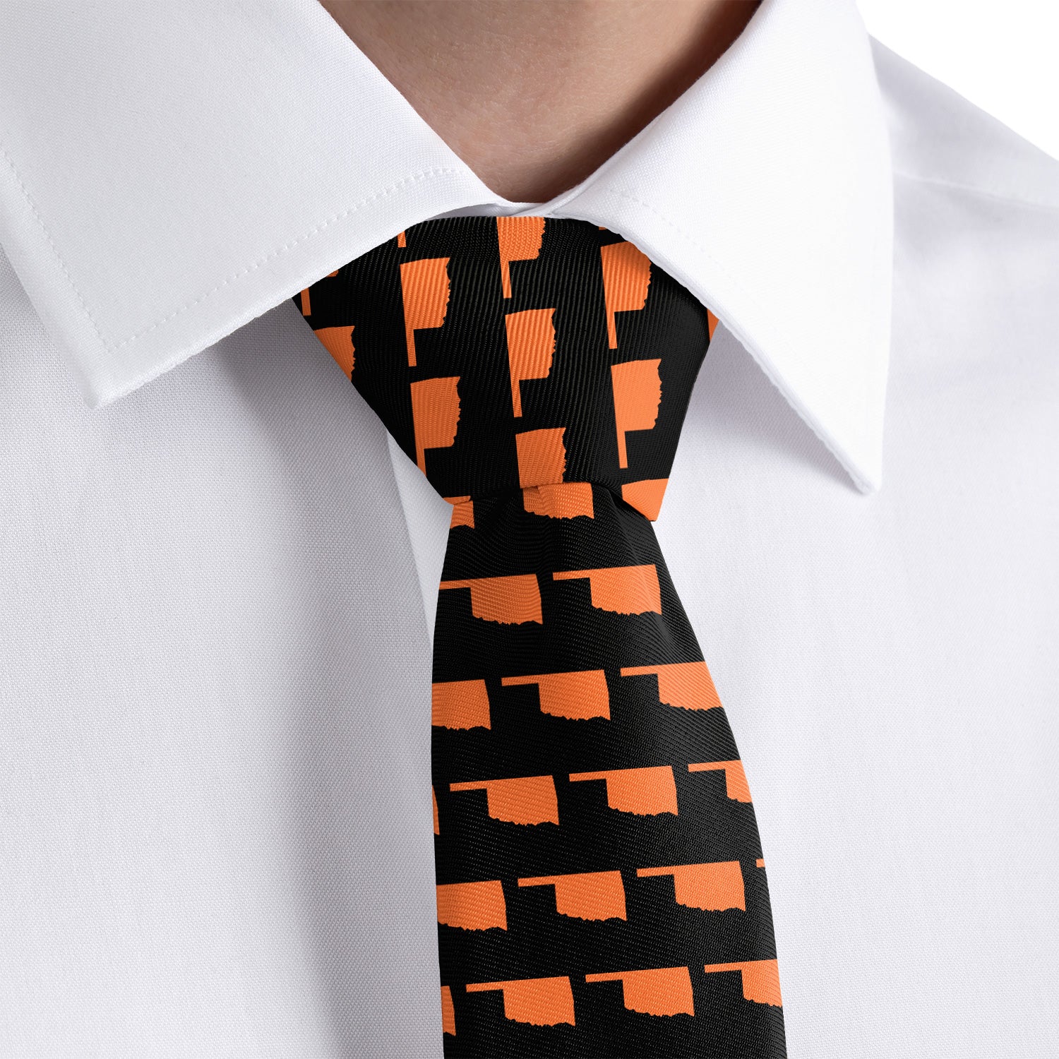 Oklahoma State Outline Necktie - Rolled - Knotty Tie Co.