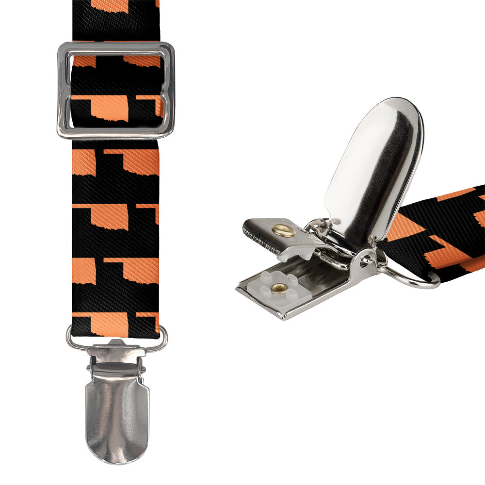 Oklahoma State Outline Suspenders - Hardware and Strap - Knotty Tie Co.