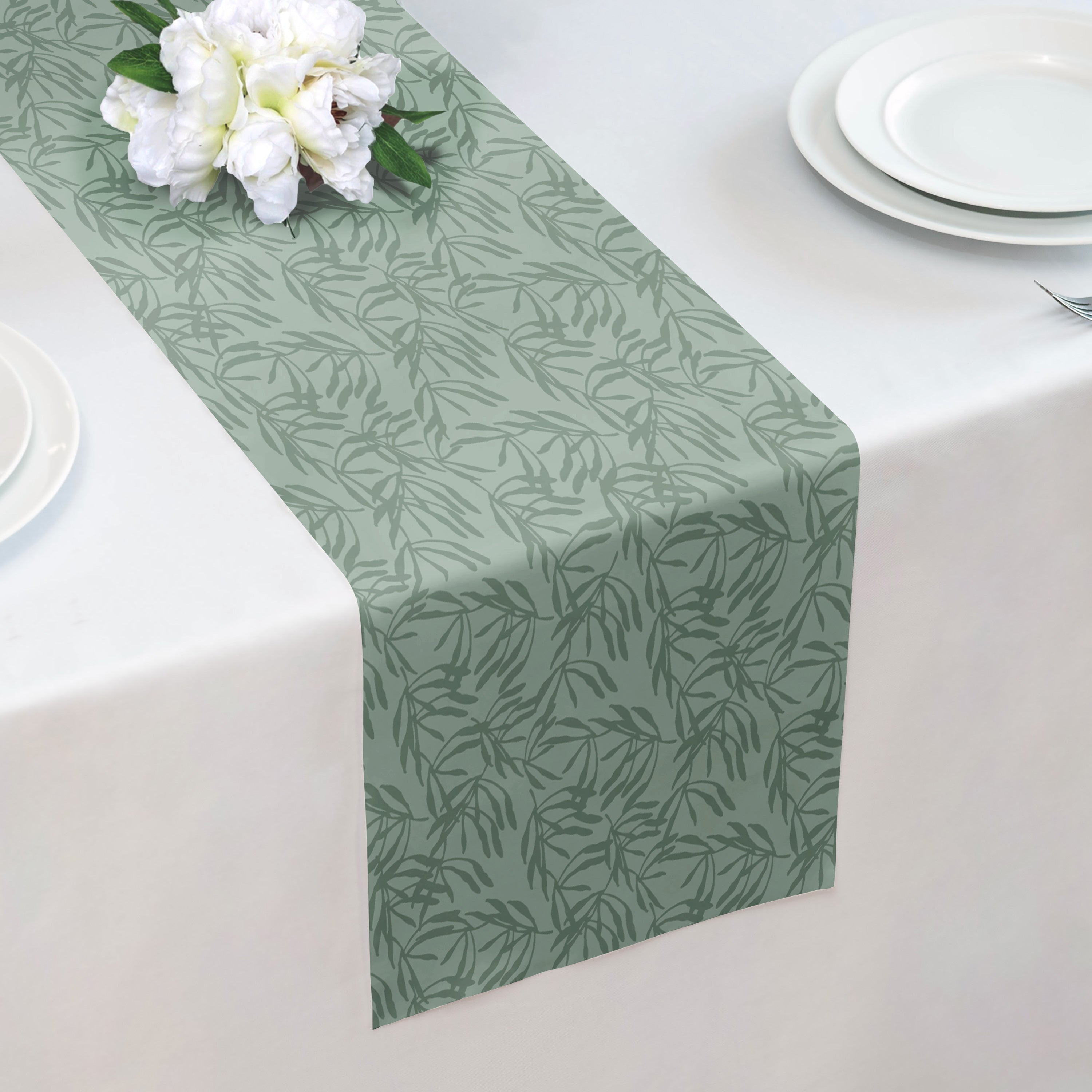 Olive Leaf Floral Table Runner