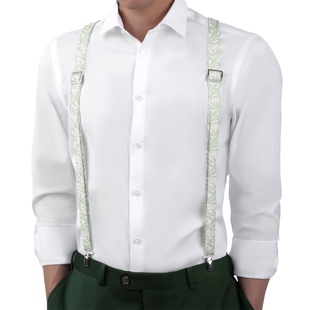 Olive Branch Suspenders - On Model Back View - Knotty Tie Co.