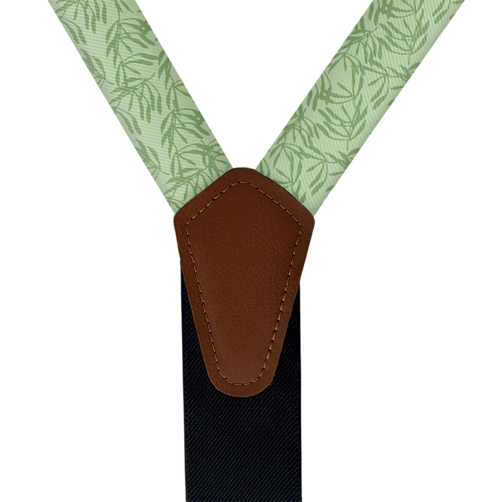 Olive Leaf Floral Suspenders - Vegan Leather Y-Back - Knotty Tie Co.