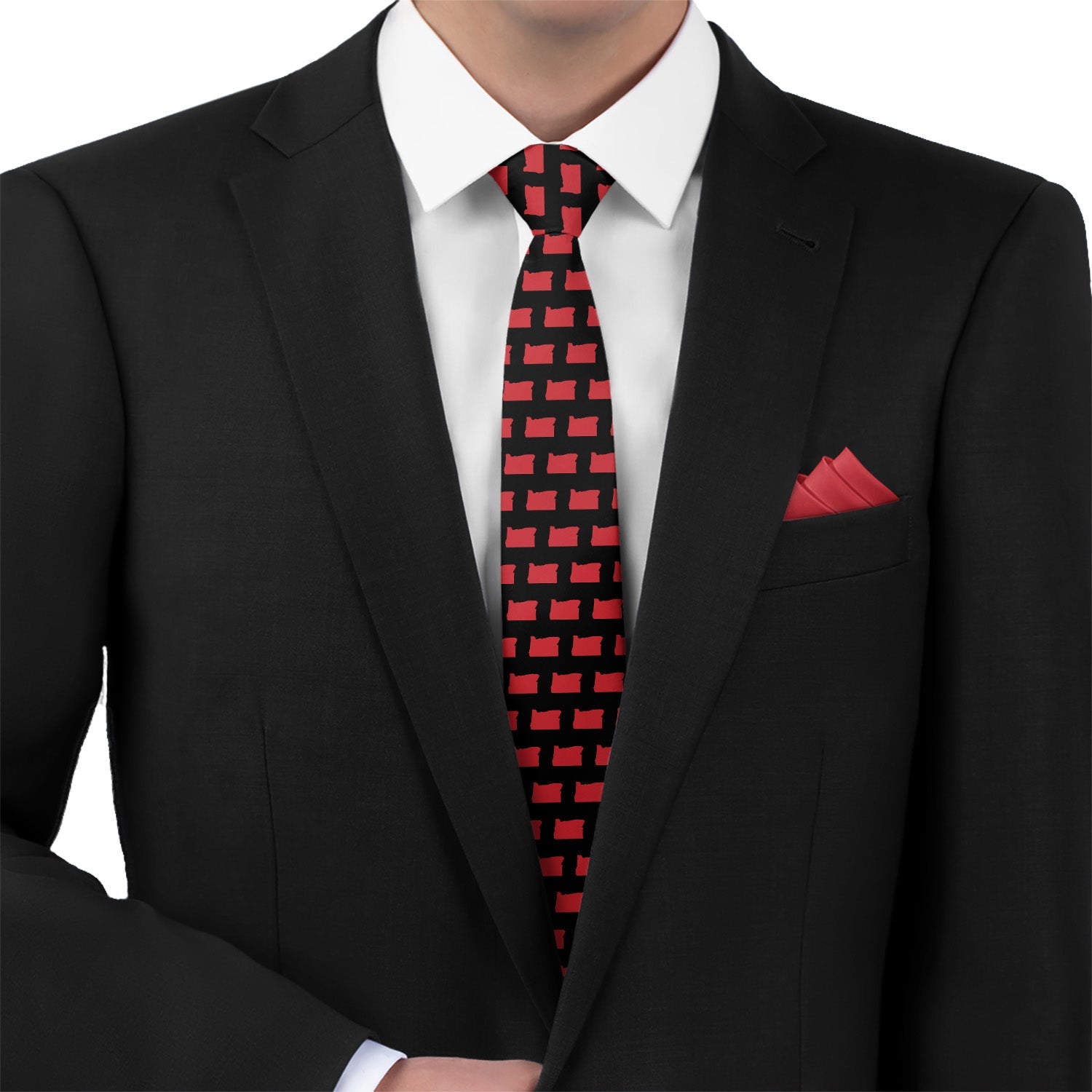 Oregon State Outline Necktie - Matching Pocket Square - Knotty Tie Co.