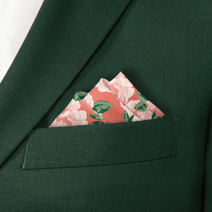 Paeonia Pocket Square - Stairs Fold - Knotty Tie Co.