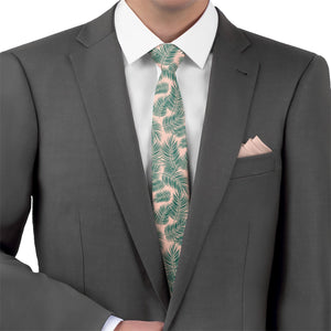 Palm Leaves Necktie - Matching Pocket Square - Knotty Tie Co.