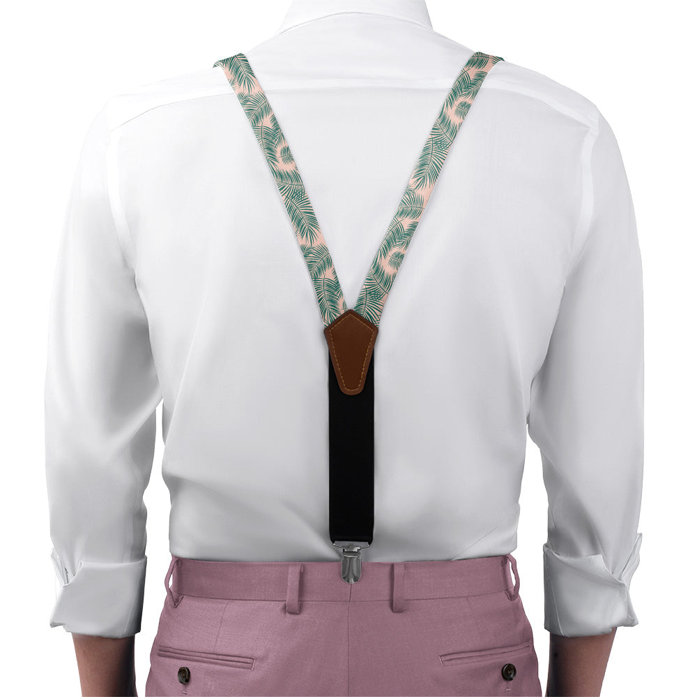 Palm Leaves Suspenders - On Model Front View - Knotty Tie Co.