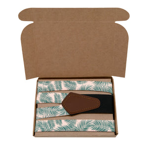 Palm Leaves Suspenders - Kraft Gift Box Packaging - Knotty Tie Co.