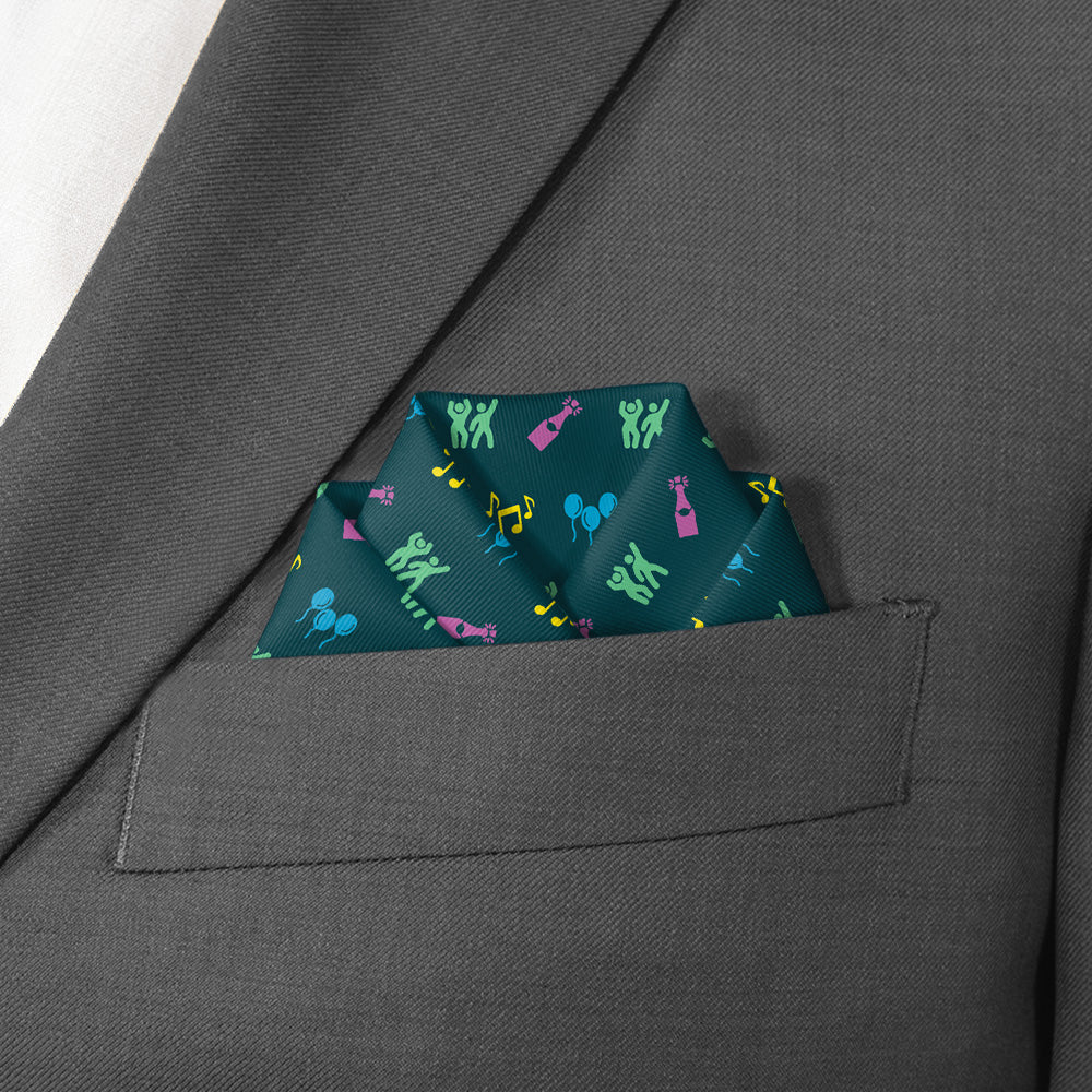 Partying With Friends Pocket Square - Scalloped Fold - Knotty Tie Co.